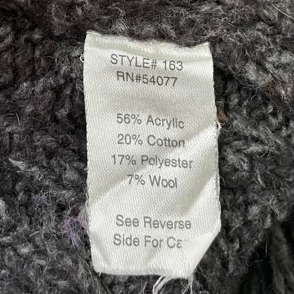CAbi Cardigan Size S Gray Fringed Chunky Cable Knit Wool Lagenlook Boho Hippie - Picture 6 of 8